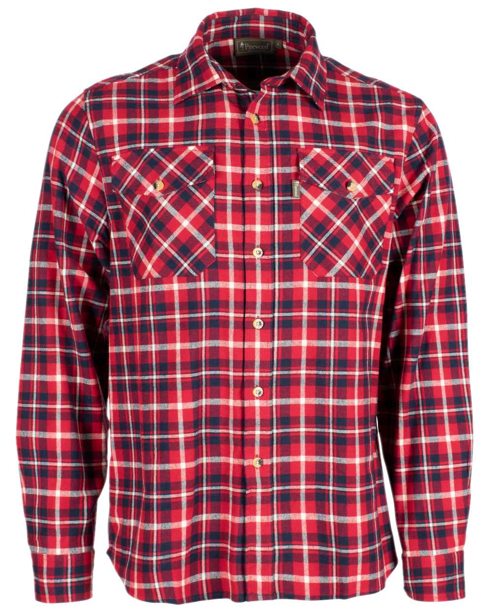 Red Navy Coloured Pinewood Mens Harjedalen Shirt on white background 