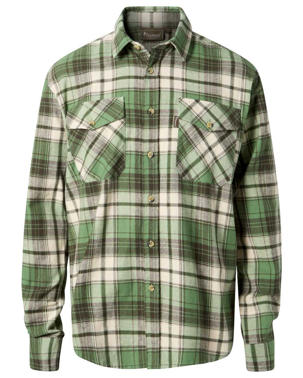 Sage Green Moss Green coloured Pinewood Mens Harjedalen Shirt on white background 
