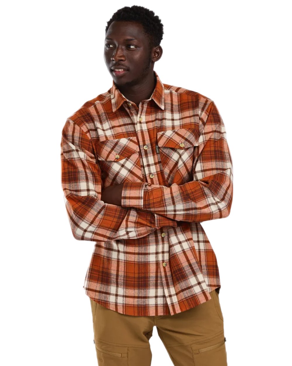 Terracotta Brown coloured Pinewood Mens Harjedalen Shirt on white background 