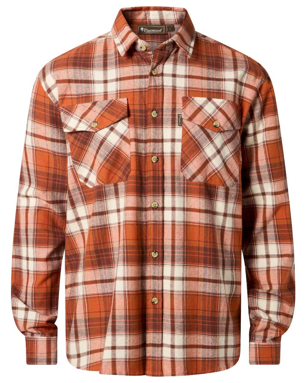 Terracotta Brown coloured Pinewood Mens Harjedalen Shirt on white background 