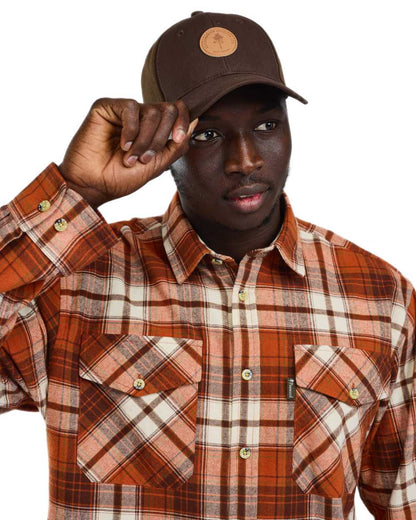Terracotta Brown coloured Pinewood Mens Harjedalen Shirt on white background 