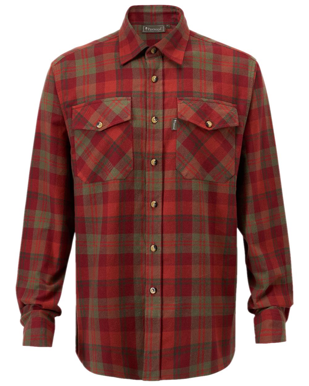 Terracotta Green Coloured Pinewood Mens Harjedalen Shirt on white background 