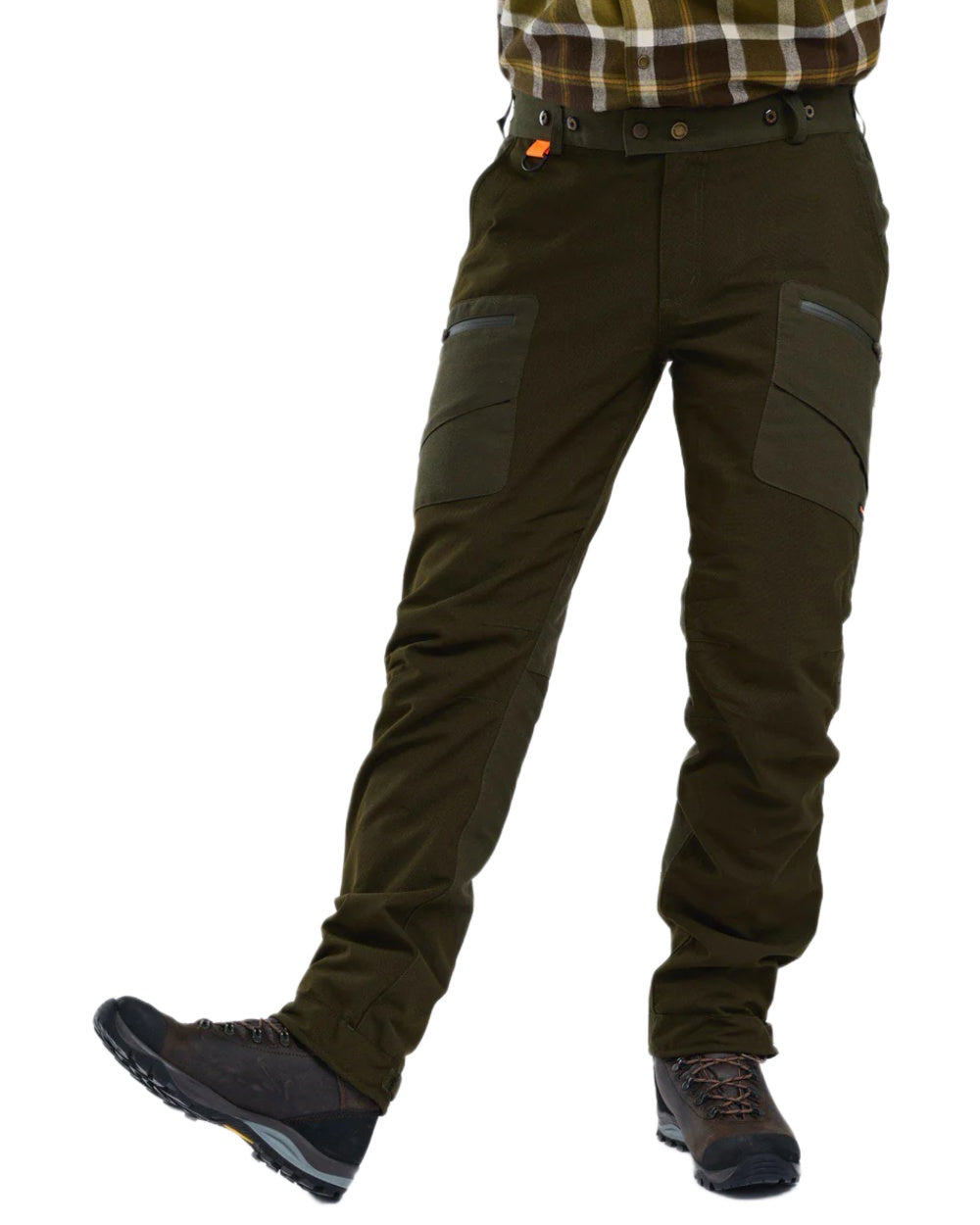 Moss Green coloured Pinewood Mens Hunter Pro Extreme 2.0 Trousers on white background 