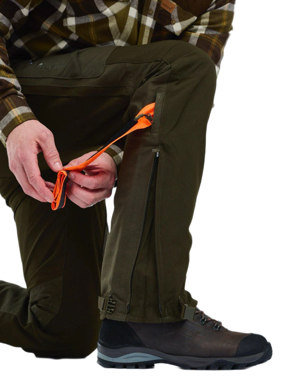 Moss Green coloured Pinewood Mens Hunter Pro Extreme 2.0 Trousers on white background 