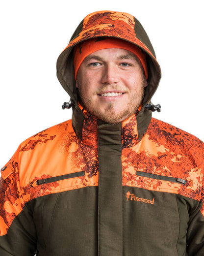 Mossgreen Strata Blaze Coloured Pinewood Mens Hunter Pro Xtreme 2.0 Camou Jacket on white background 