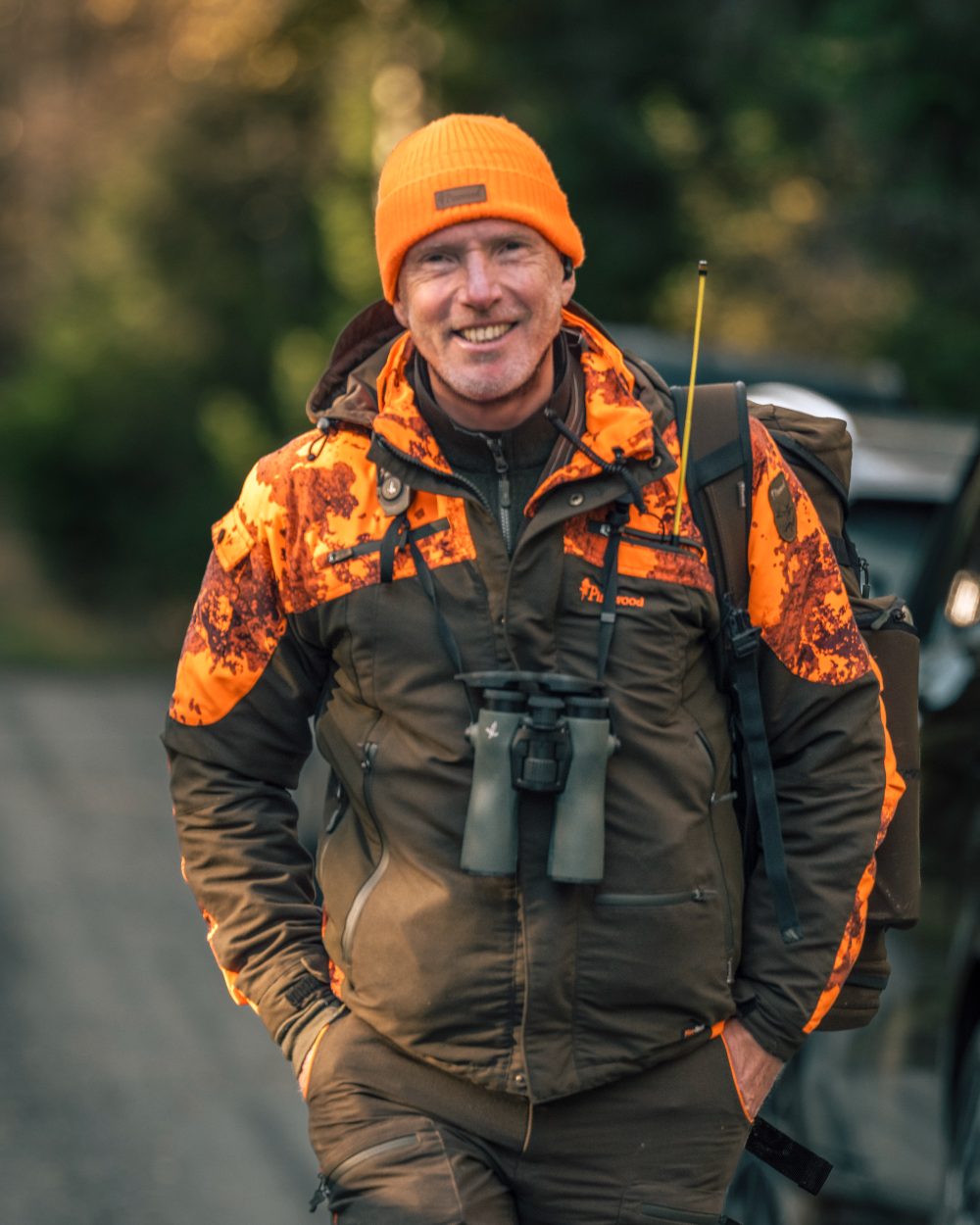 Mossgreen Strata Blaze Coloured Pinewood Mens Hunter Pro Xtreme 2.0 Camou Jacket on outdoor background 