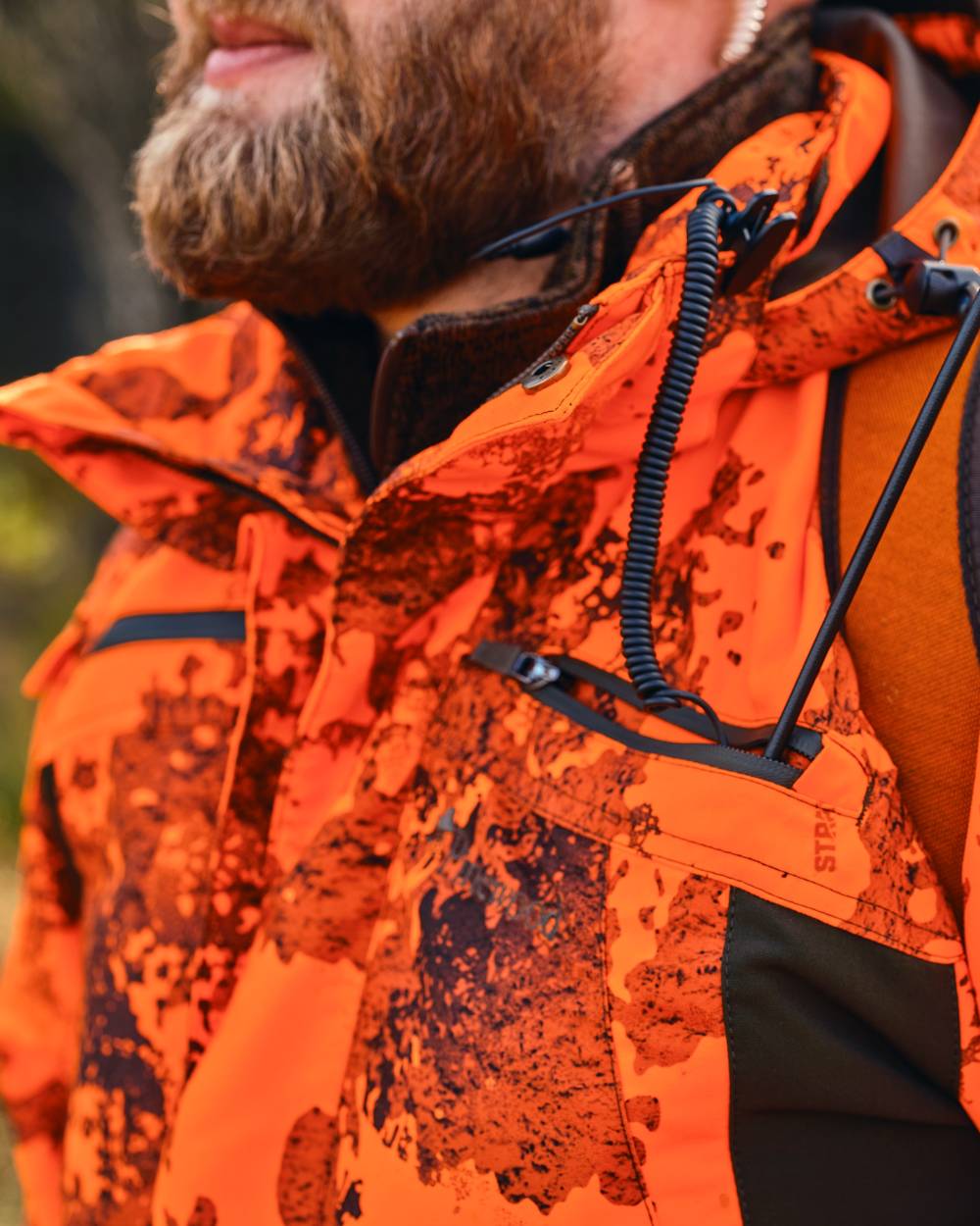 Strata Blaze Coloured Pinewood Mens Hunter Pro Xtreme 2.0 Camou Jacket on forest background 