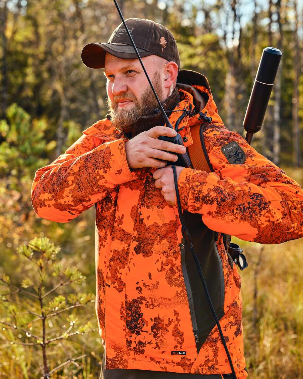 Strata Blaze Coloured Pinewood Mens Hunter Pro Xtreme 2.0 Camou Jacket on forest background 