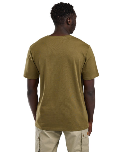 Olive Melange coloured Pinewood Mens Hunting T-Shirt on white background 