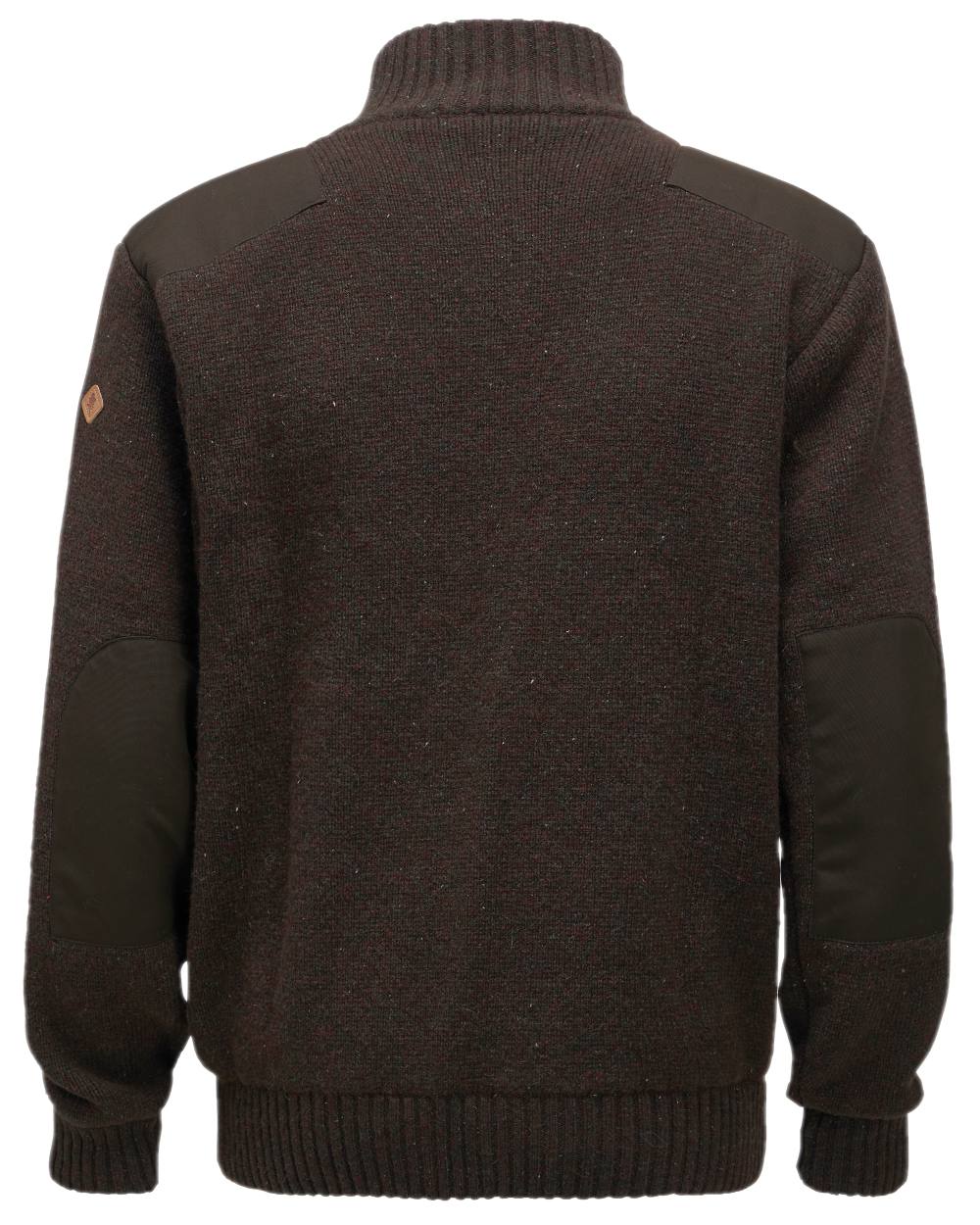 Dark Brown Mel Coloured Pinewood Mens Hurricane Full Zip Sweater on white background 
