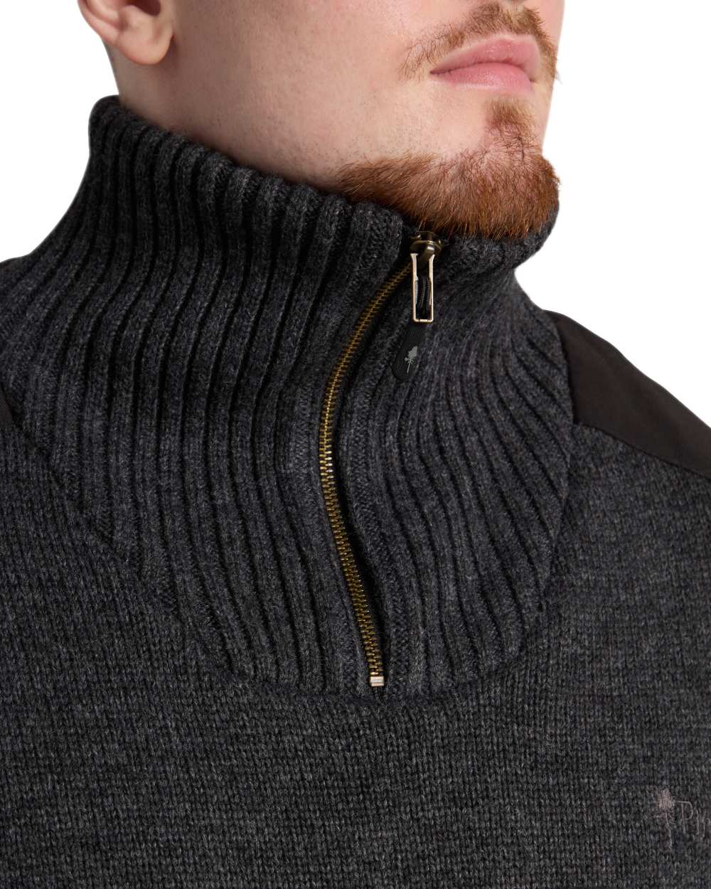 Dark Grey Mel Coloured Pinewood Mens Hurricane Sweater on white background 