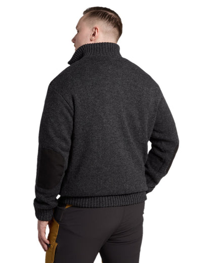 Dark Grey Mel Coloured Pinewood Mens Hurricane Sweater on white background 