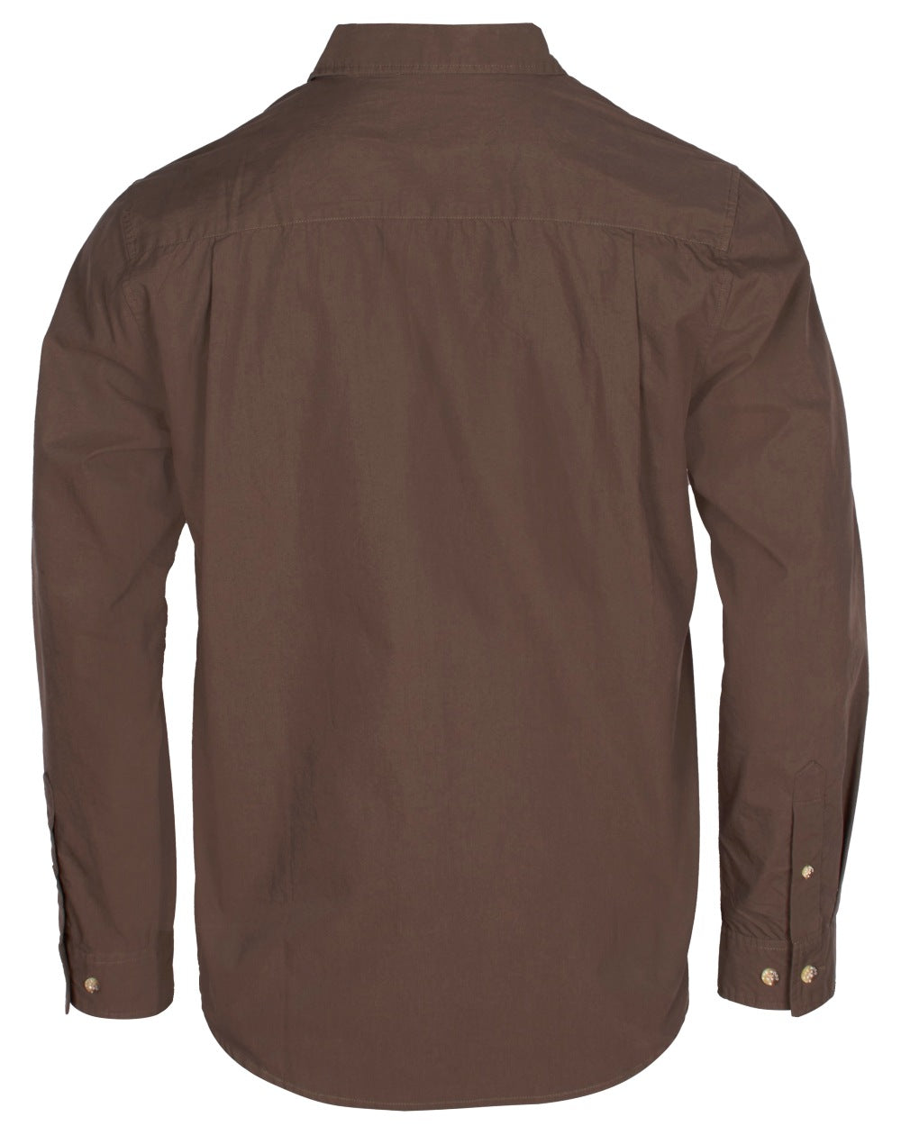 Dark Olive coloured Pinewood Mens InsectSafe Poplin Long Sleeve Shirt on white background 