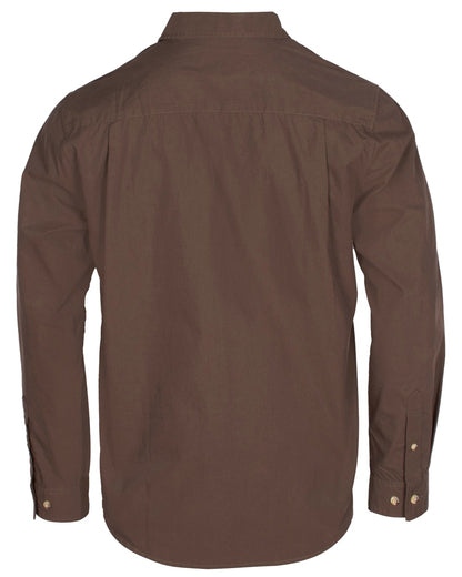 Dark Olive coloured Pinewood Mens InsectSafe Poplin Long Sleeve Shirt on white background 