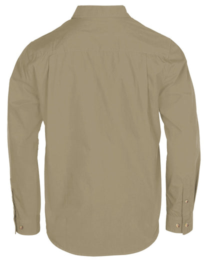 Sandstone coloured Pinewood Mens InsectSafe Poplin Long Sleeve Shirt on white background 