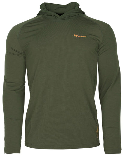 Moss Green coloured Pinewood Mens Insectsafe Function Hoodie on white background 