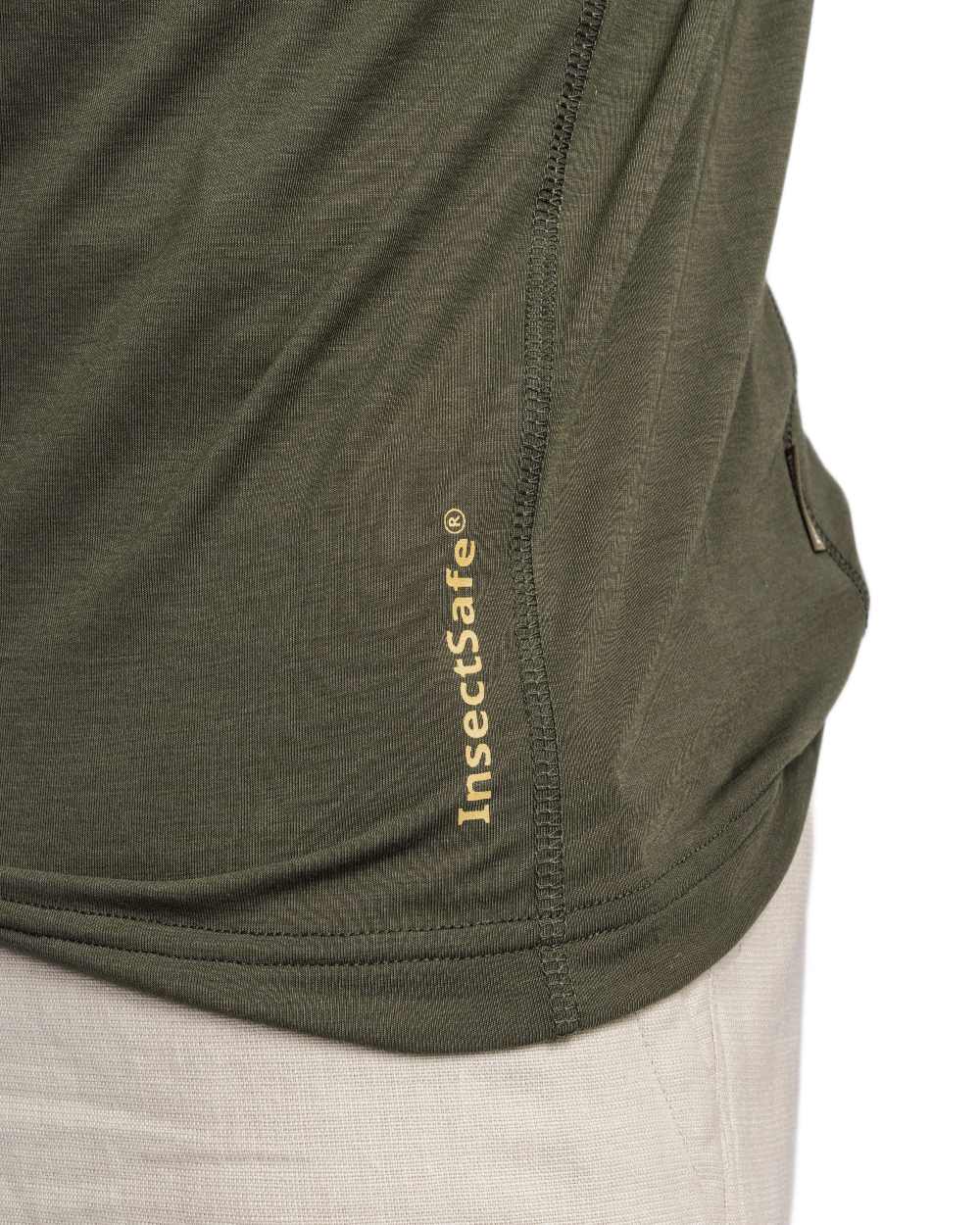 Moss Green coloured Pinewood Mens Insectsafe Function Hoodie on white background 