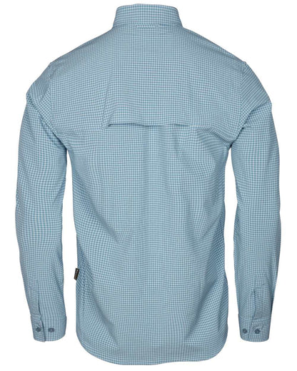 Fog Blue Off White coloured Pinewood Mens Insectsafe Long Sleeve Shirt on white background 