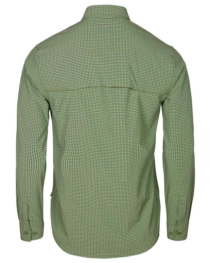 Pine Green Off White coloured Pinewood Mens Insectsafe Long Sleeve Shirt on white background 