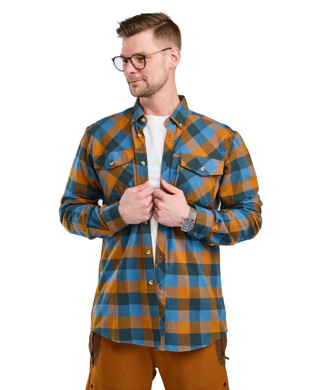 Fudge Blue coloured Pinewood Mens Lumbo Shirt on white background 