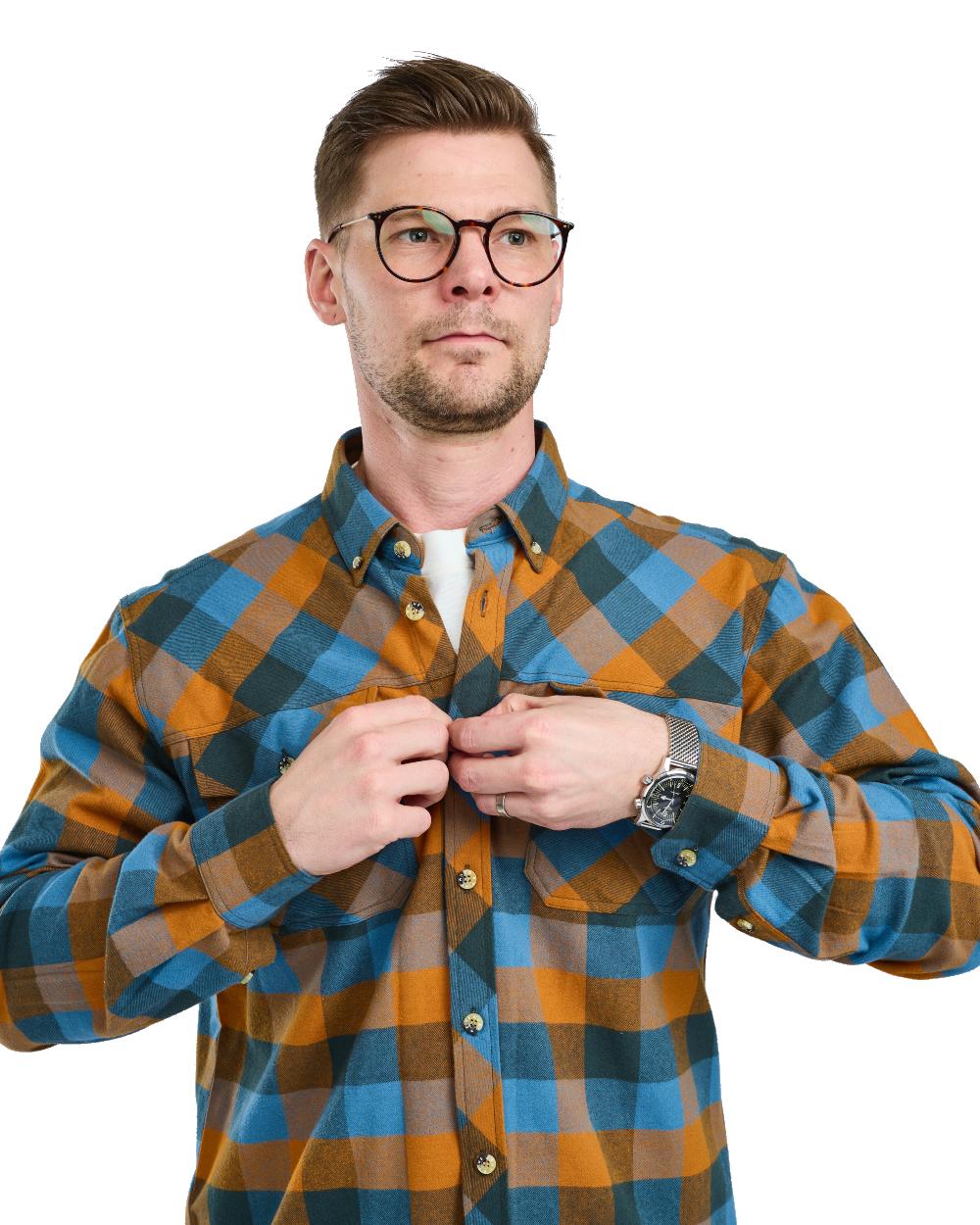 Fudge Blue coloured Pinewood Mens Lumbo Shirt on white background 