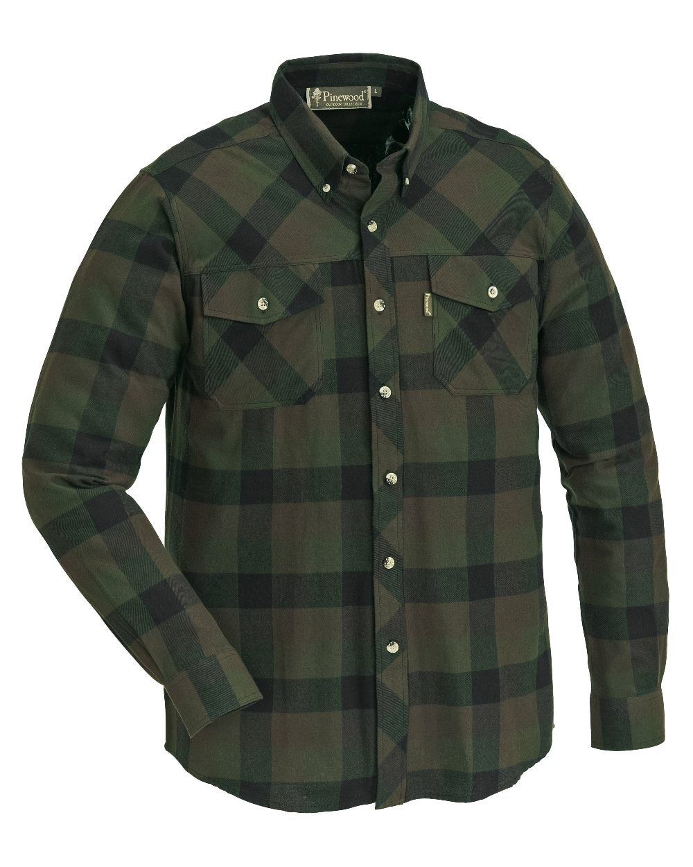 Green Black coloured Pinewood Mens Lumbo Shirt on white background 