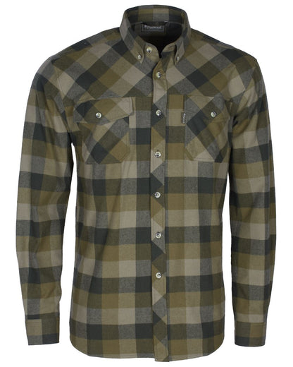 Olive Suede Brown coloured Pinewood Mens Lumbo Shirt on white background 