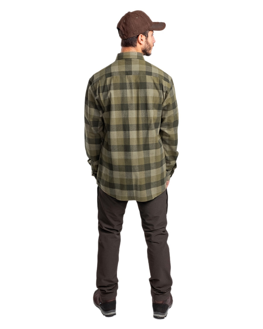 Olive Suede Brown coloured Pinewood Mens Lumbo Shirt on white background 