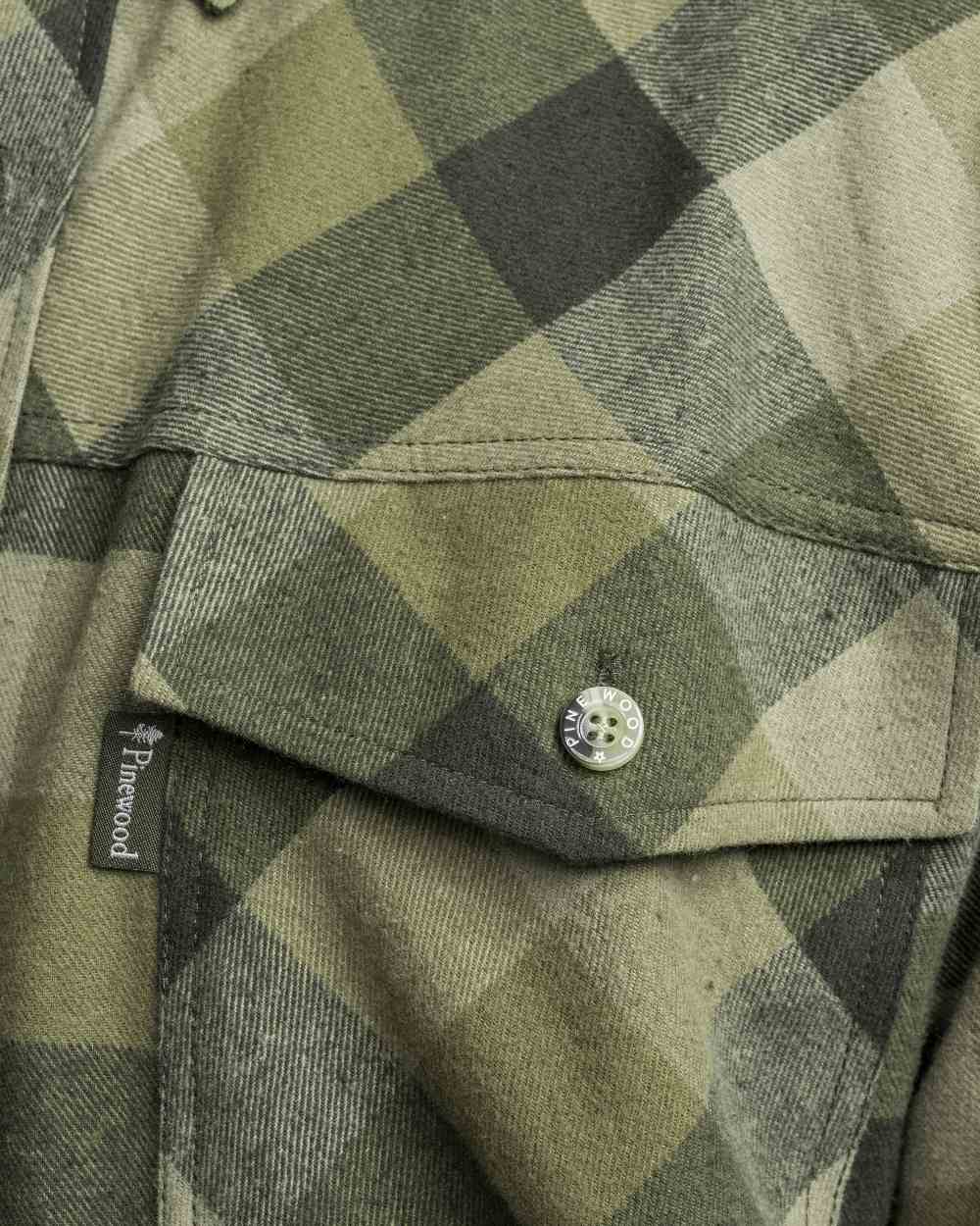 Olive Suede Brown coloured Pinewood Mens Lumbo Shirt on white background 