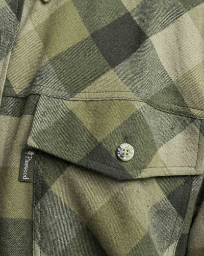 Olive Suede Brown coloured Pinewood Mens Lumbo Shirt on white background 