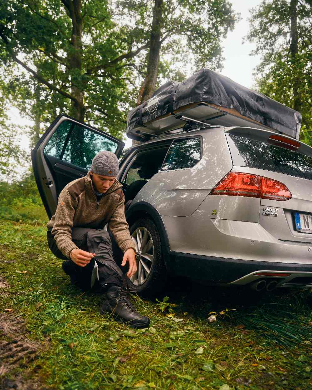 Brown Mel Coloured Pinewood Mens New Stormy Sweater on outdoor background 