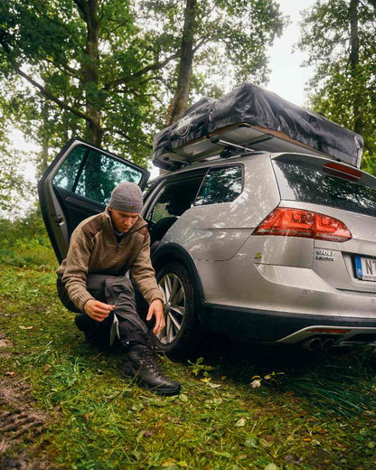 Brown Mel Coloured Pinewood Mens New Stormy Sweater on outdoor background 