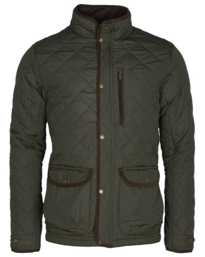 Moss Green Coloured Pinewood Mens Nydala Classic Quilted Jacket on white background 