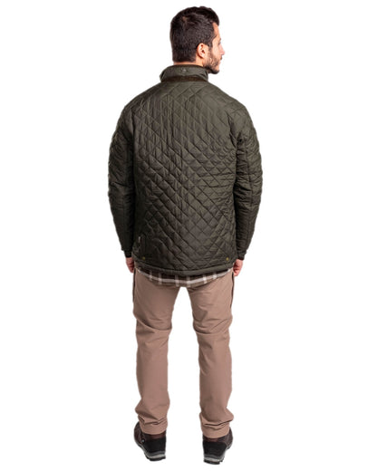 Moss Green Coloured Pinewood Mens Nydala Classic Quilted Jacket on white background 