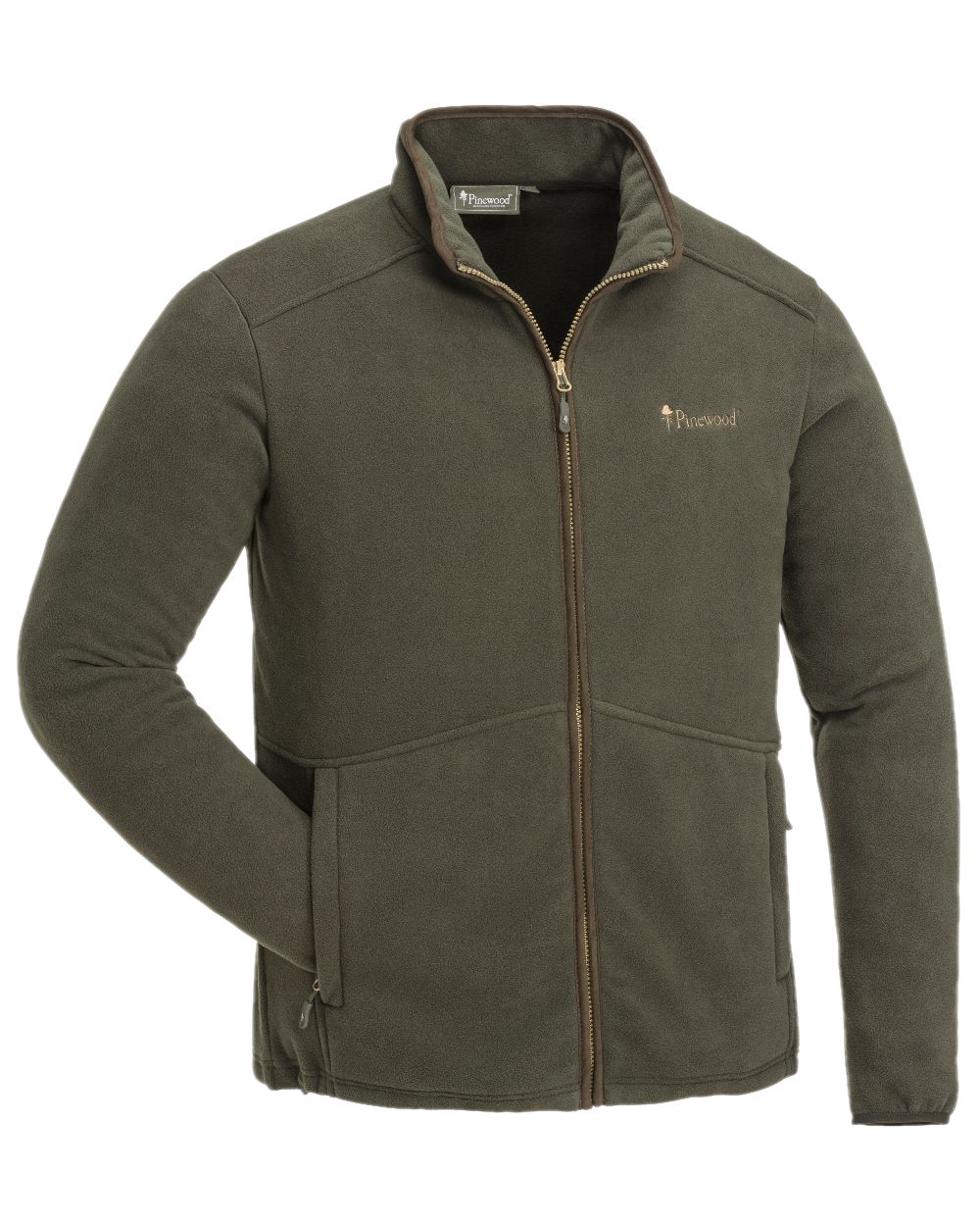 Hunting Brown Suede Brown Coloured Pinewood Mens Nydala Fleece Jacket on white background 