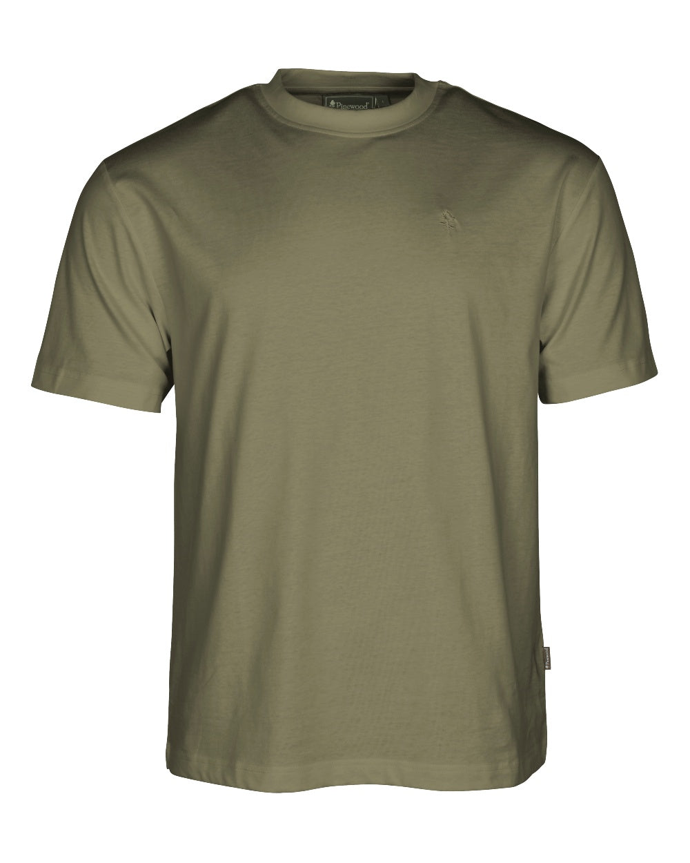 Olive White Dark Anthracite coloured Pinewood Mens Outdoor 3-Pack T-Shirt on white background 