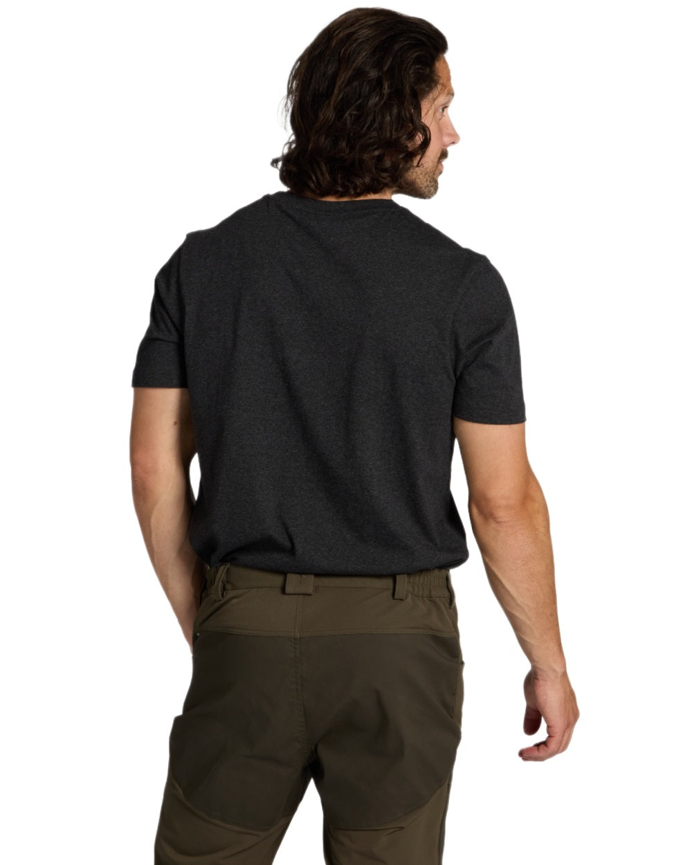 Olive White Dark Anthracite coloured Pinewood Mens Outdoor 3-Pack T-Shirt on white background 