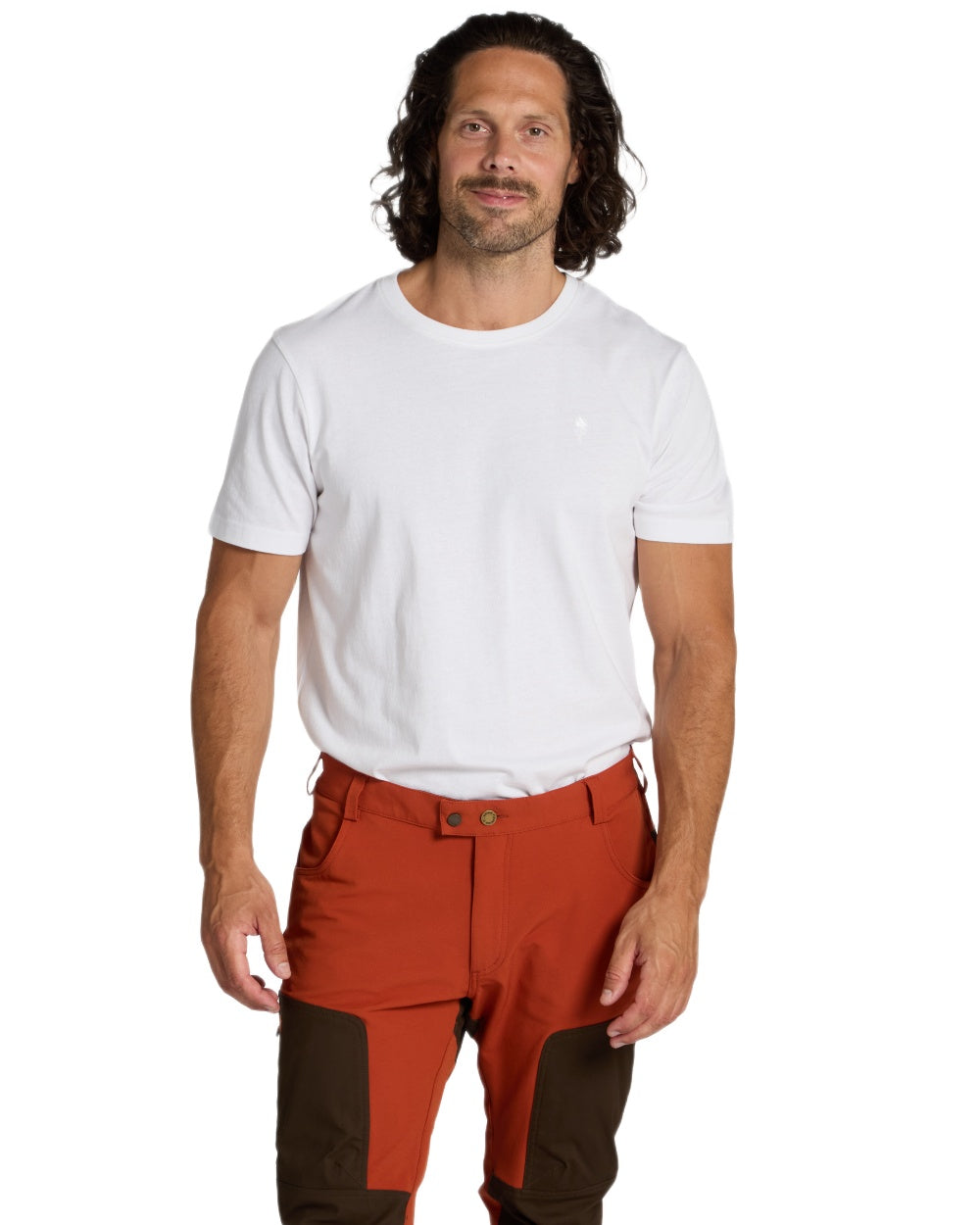 Olive White Dark Anthracite coloured Pinewood Mens Outdoor 3-Pack T-Shirt on white background 