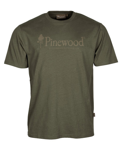 Dark Green coloured Pinewood Mens Outdoor Life T-Shirt on white background 