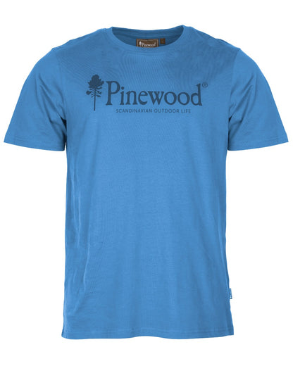 Light Galaxy Blue coloured Pinewood Mens Outdoor Life T-Shirt on white background 