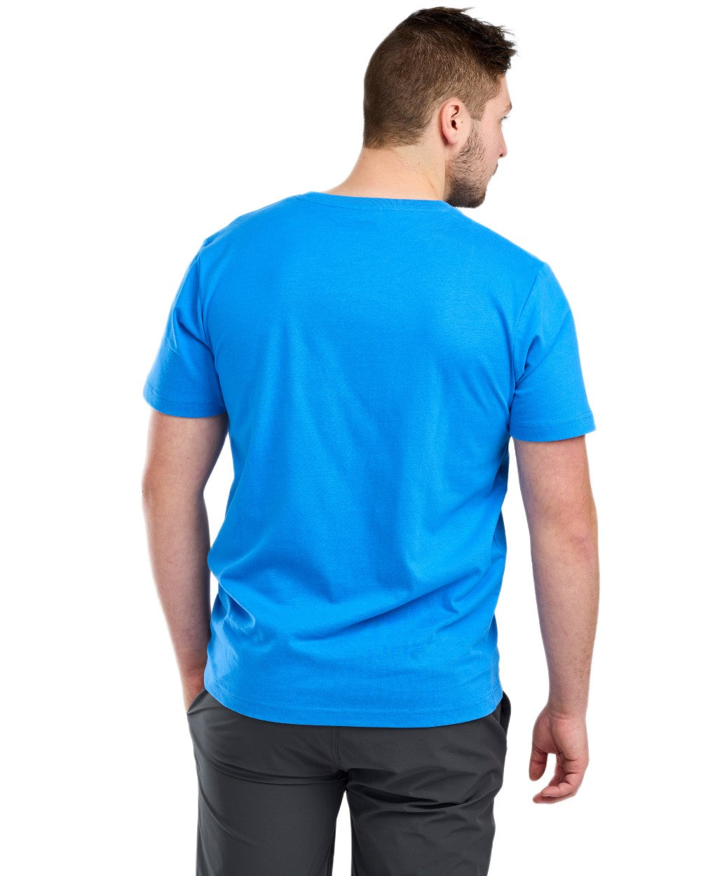 Light Galaxy Blue coloured Pinewood Mens Outdoor Life T-Shirt on white background 