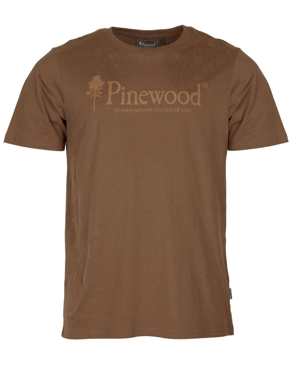 Nougat coloured Pinewood Mens Outdoor Life T-Shirt on white background 