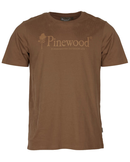 Nougat coloured Pinewood Mens Outdoor Life T-Shirt on white background 