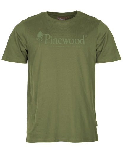 Pine Green coloured Pinewood Mens Outdoor Life T-Shirt on white background 