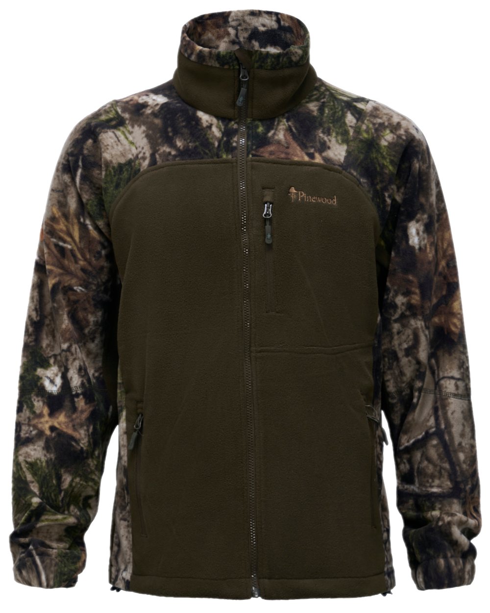 Atera Camou Hunting Green Coloured Pinewood Mens Furudal Hunters Camou Fleece Jacket on white background 