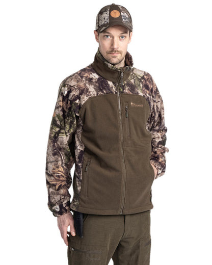 Atera Camou Hunting Green Coloured Pinewood Mens Furudal Hunters Camou Fleece Jacket on white background 