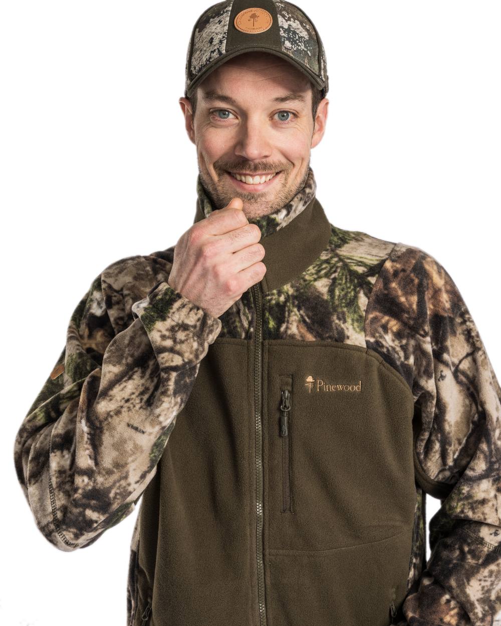 Atera Camou Hunting Green Coloured Pinewood Mens Furudal Hunters Camou Fleece Jacket on white background 