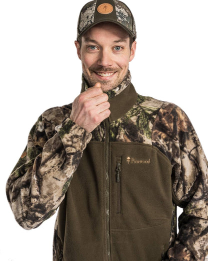 Atera Camou Hunting Green Coloured Pinewood Mens Furudal Hunters Camou Fleece Jacket on white background 