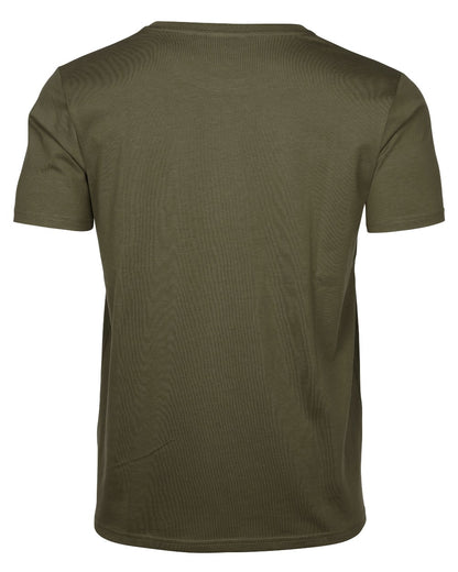 Olive coloured Pinewood Mens Roe Deer T-Shirt on white background 