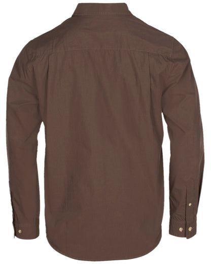 Dark Olive Coloured Pinewood Mens Safari Long Sleeve Shirt on white background 